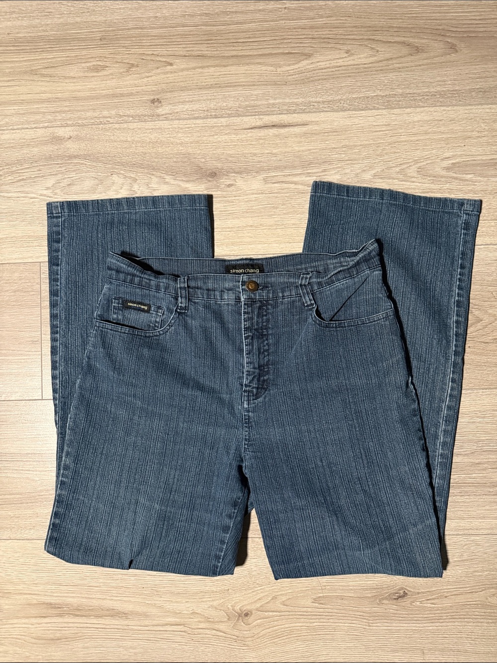 Simon Chang Straight Leg Jeans in Dark Blue Wash